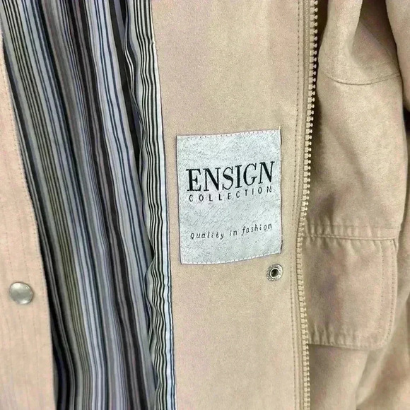 Ensign Collection Men’s Faux Suede Stripe Lined Zip up Snap up jacket Size 42/L - Picture 6 of 13
